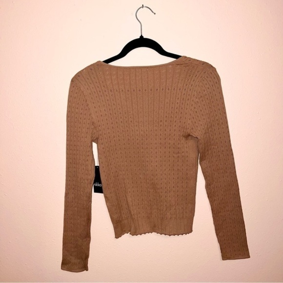 #029 🥀 NWT $39.95 | Nikkak Tan Crop Cardigan - Picture 2 of 5